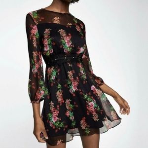 Zara Black Floral Lace Dress